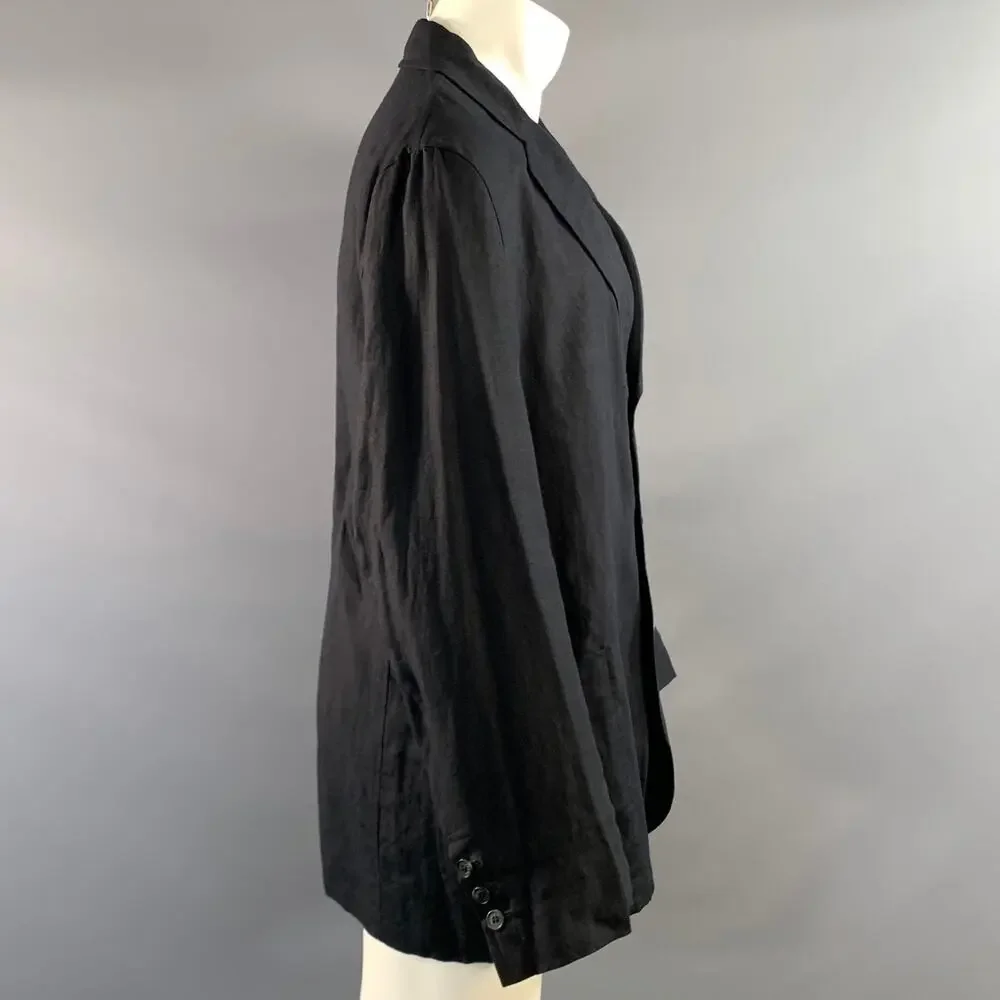 FENDI SS1994 Size S Black Charcoal Solid Linen Chore Jacket